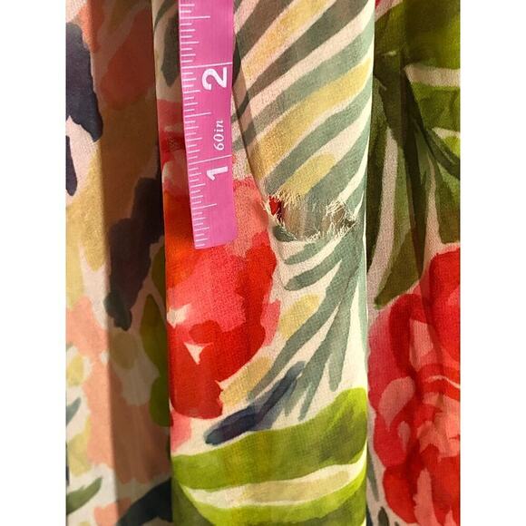 Badgley Miscka Floral Gown Sleeveless Maxi Gown Tropical Red Green Size 8 - Picture 6 of 13